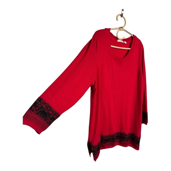 Kim Rogers Curvy Women Crewneck Sweater Tunic Bundle Size XXL Red Grey - Picture 3 of 15